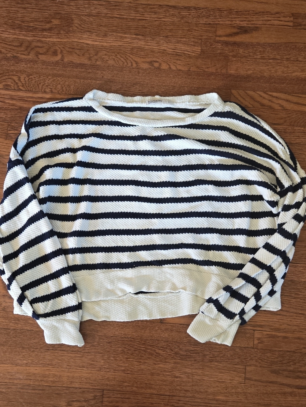 Stateside Navy and White Striped Knit Top